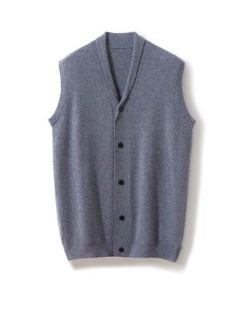 Мъжка жилетка от 100% вълна, с яка тип ревер, без ръкави, минималистичен стил, есенно-зимна