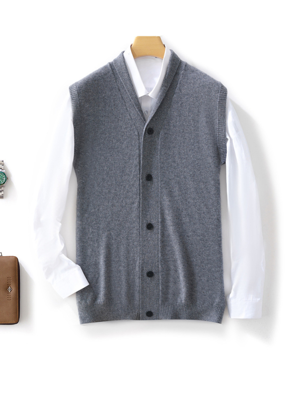 Férfi 100% gyapjú mellény reveres gallérral, ujjnélküli, minimalist stílus, ősz-téli szezonra