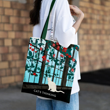 Drobės pirkinių krepšys, rankinės stiliaus, skaitmeninė spauda, logotipo spauda, pritaikomos galimybės