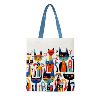 Drobės pirkinių krepšys, rankinės stiliaus, skaitmeninė spauda, logotipo spauda, pritaikomos galimybės