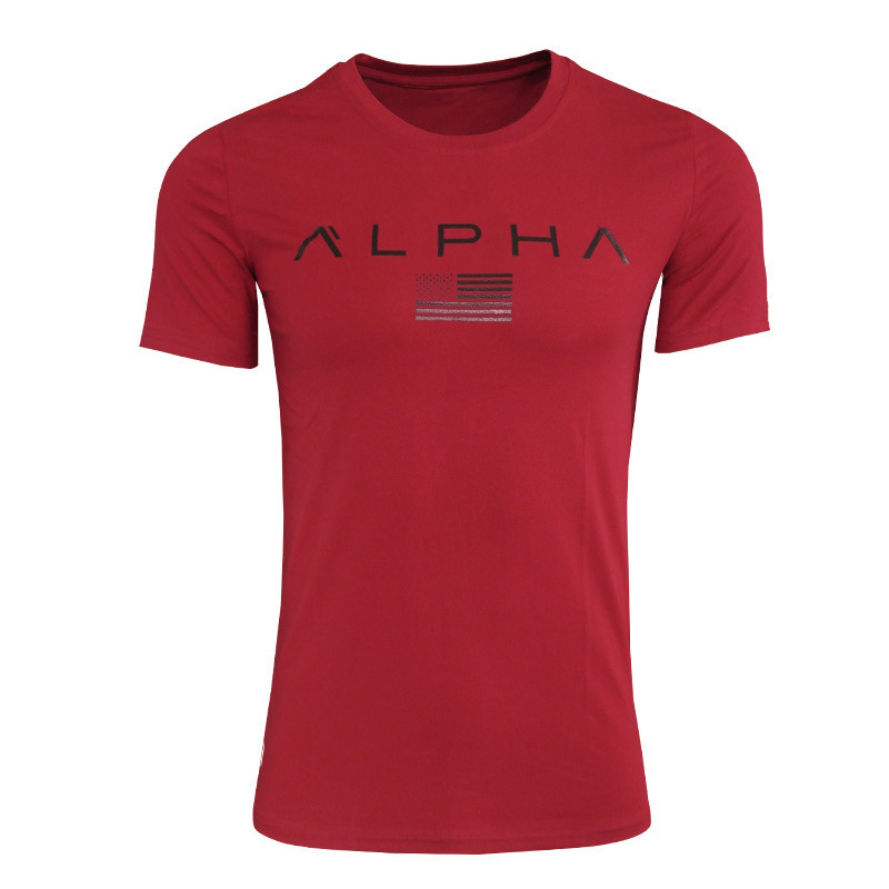 Ανδρικό slim-fit T‑shirt για γυμναστική, κοντό μανίκι, στρογγυλός λαιμός, διαπνέουσα μείξη 87% βαμβάκι, ελαφρύ
