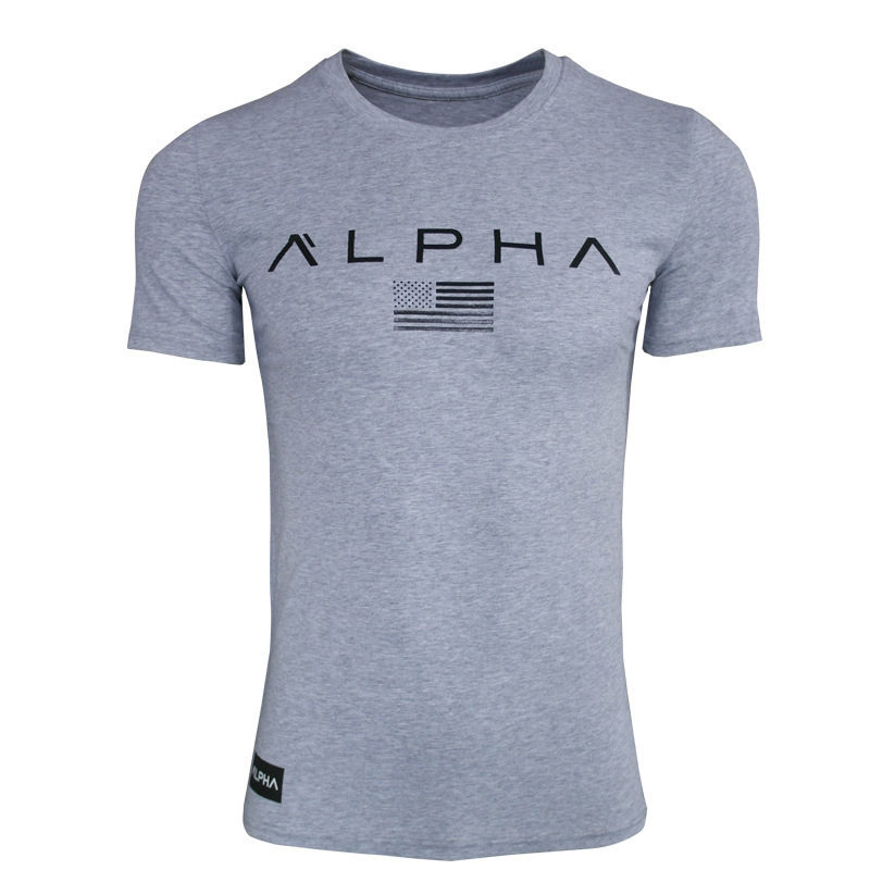 Ανδρικό slim-fit T‑shirt για γυμναστική, κοντό μανίκι, στρογγυλός λαιμός, διαπνέουσα μείξη 87% βαμβάκι, ελαφρύ