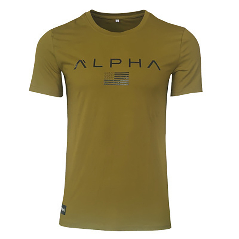 Ανδρικό slim-fit T‑shirt για γυμναστική, κοντό μανίκι, στρογγυλός λαιμός, διαπνέουσα μείξη 87% βαμβάκι, ελαφρύ