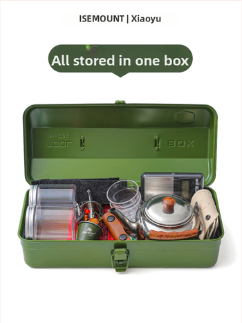 Σετ εργαλείων με φορητό μεταλλικό κουτί αποθήκευσης για εξωτερικό κάμπινγκ