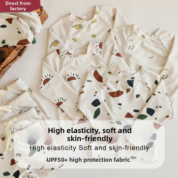 Beilixing δύο τεμάχια μαγιό για αγόρια με μακρύ μανίκι, UV προστασία, γρήγορο στέγνωμα, πολυεστέρας, υψηλή ελαστικότητα, κορεατικό μοτίβο με λουλούδια