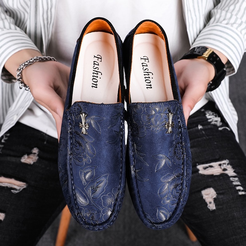 Vyriški kasdieniniai slip-on bateliai su mikropluošto viršutine, gumos padą, apvaliu nosimi, PU įdėklu, kvėpuojantys ir neslidūs