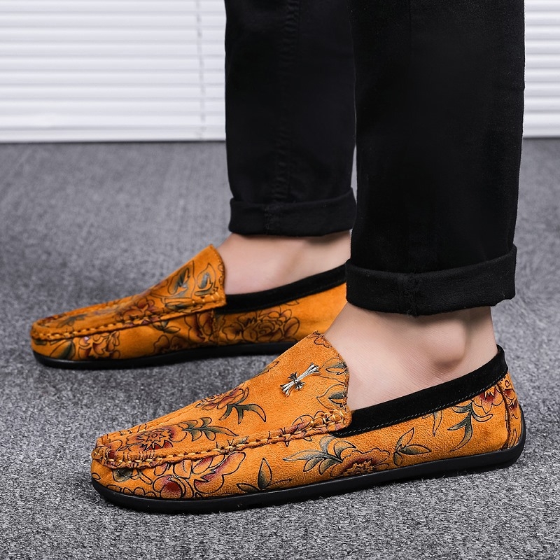 Vyriški kasdieniniai slip-on bateliai su mikropluošto viršutine, gumos padą, apvaliu nosimi, PU įdėklu, kvėpuojantys ir neslidūs