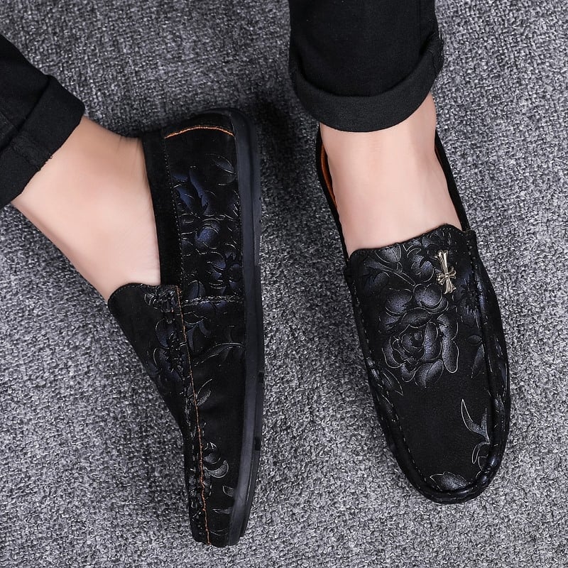 Vyriški kasdieniniai slip-on bateliai su mikropluošto viršutine, gumos padą, apvaliu nosimi, PU įdėklu, kvėpuojantys ir neslidūs