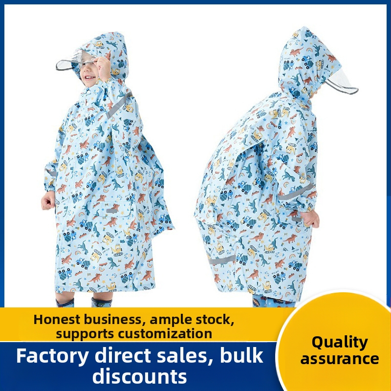 Vaikų lietaus pončas Cartoon stiliaus | Prekės ženklas: JIPILI/Level Stick | Audinys: tekstūruotas audinys | Vandeniui atsparus PU sluoksnis | Logotipas spausdintas