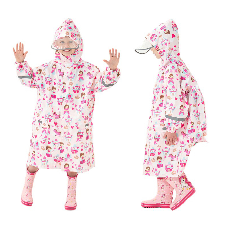Vaikų lietaus pončas Cartoon stiliaus | Prekės ženklas: JIPILI/Level Stick | Audinys: tekstūruotas audinys | Vandeniui atsparus PU sluoksnis | Logotipas spausdintas