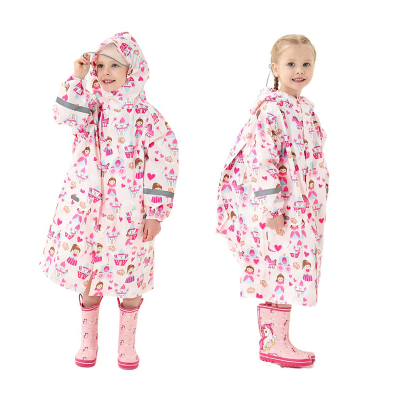 Vaikų lietaus pončas Cartoon stiliaus | Prekės ženklas: JIPILI/Level Stick | Audinys: tekstūruotas audinys | Vandeniui atsparus PU sluoksnis | Logotipas spausdintas