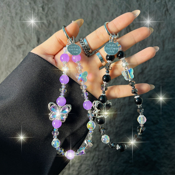 Kaixingda A1217 Rankų darbo moterų telefono dirželis su geometriniu kristalų raštu