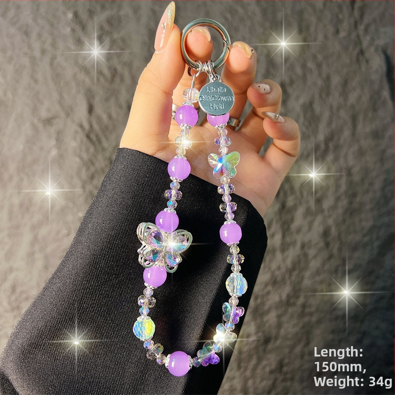 Kaixingda A1217 Rankų darbo moterų telefono dirželis su geometriniu kristalų raštu