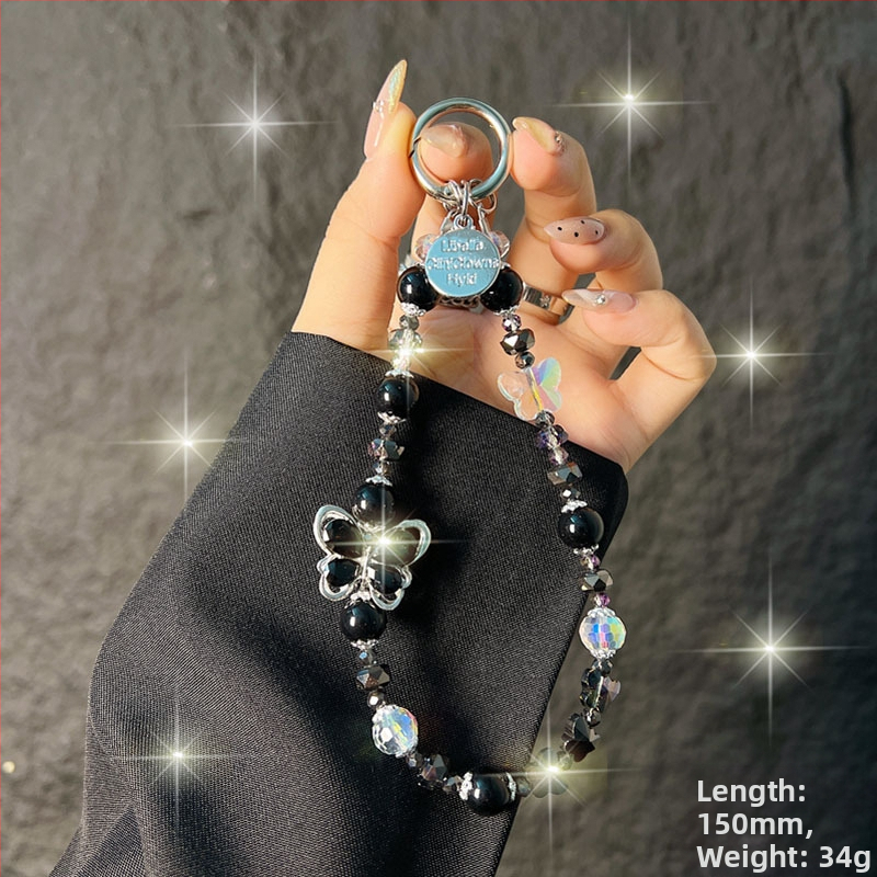 Kaixingda A1217 Rankų darbo moterų telefono dirželis su geometriniu kristalų raštu