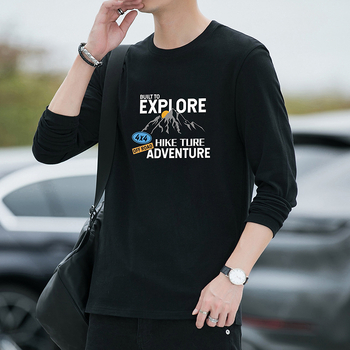 Νεανικό στυλ: T‑shirt από 100% βαμβάκι με μακριά μανίκια, σχέδιο με γράμματα, στρογγυλός λαιμός