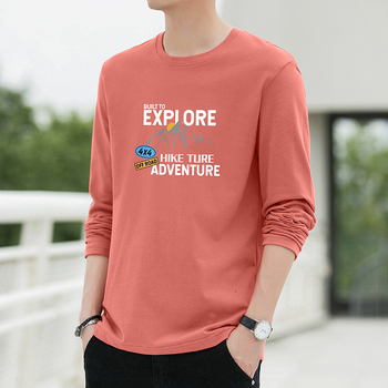 Νεανικό στυλ: T‑shirt από 100% βαμβάκι με μακριά μανίκια, σχέδιο με γράμματα, στρογγυλός λαιμός