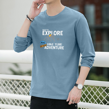 Νεανικό στυλ: T‑shirt από 100% βαμβάκι με μακριά μανίκια, σχέδιο με γράμματα, στρογγυλός λαιμός