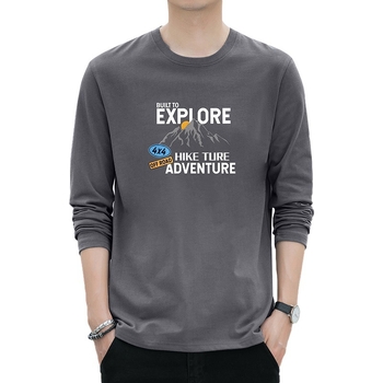 Νεανικό στυλ: T‑shirt από 100% βαμβάκι με μακριά μανίκια, σχέδιο με γράμματα, στρογγυλός λαιμός