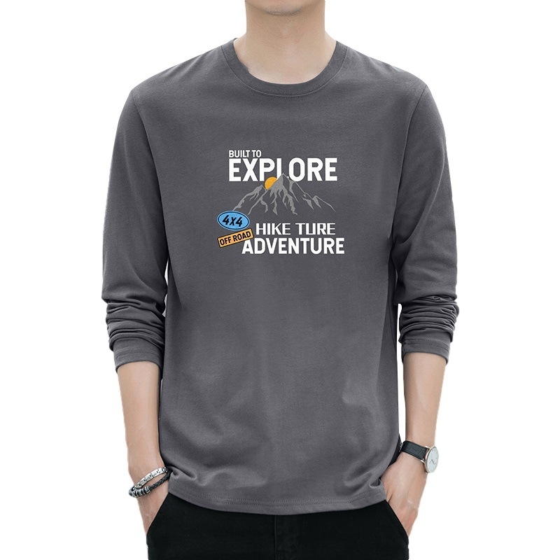 Νεανικό στυλ: T‑shirt από 100% βαμβάκι με μακριά μανίκια, σχέδιο με γράμματα, στρογγυλός λαιμός