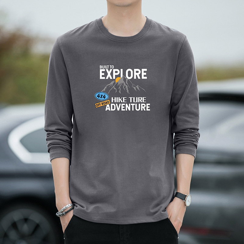 Νεανικό στυλ: T‑shirt από 100% βαμβάκι με μακριά μανίκια, σχέδιο με γράμματα, στρογγυλός λαιμός