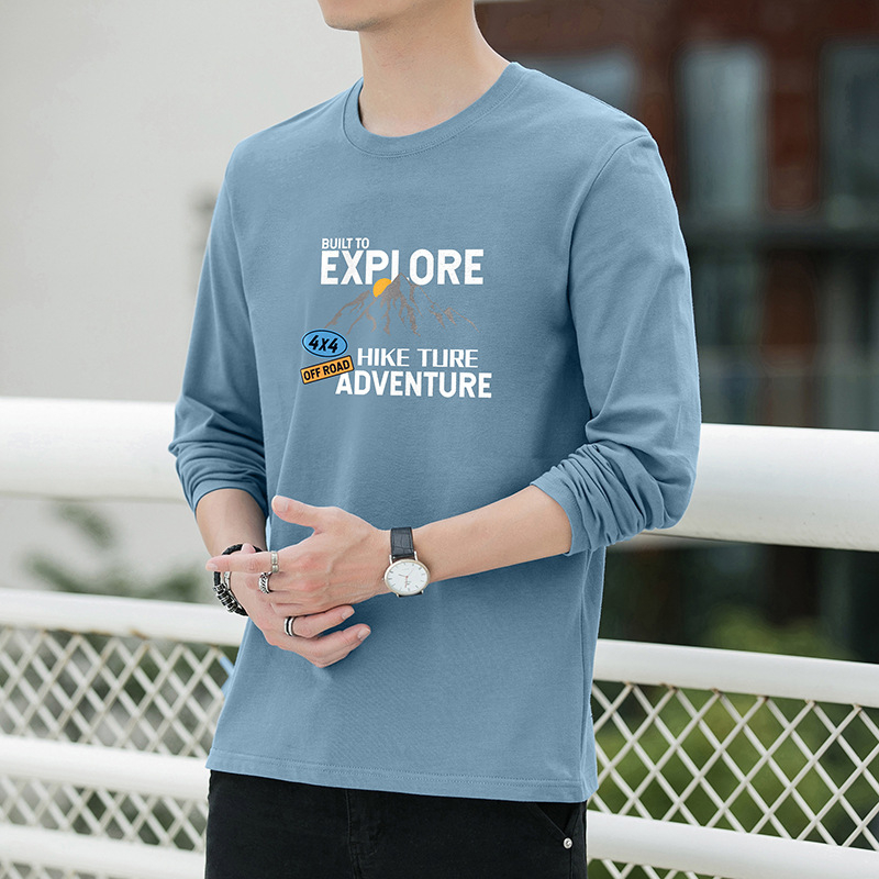 Νεανικό στυλ: T‑shirt από 100% βαμβάκι με μακριά μανίκια, σχέδιο με γράμματα, στρογγυλός λαιμός