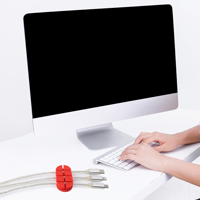 0528-01 Силиконов десктоп органайзер за кабели, самозалепващ, за кабели за данни, зареждане и слушалки