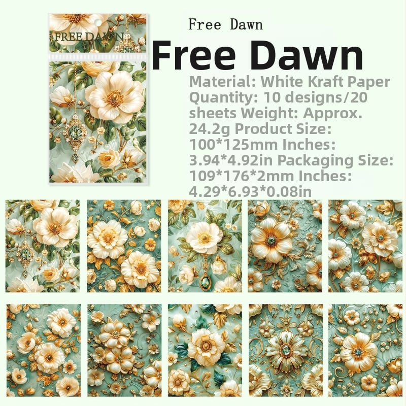 Žurnāls, Ancient Forest Cocoa Style sērija, Retro Rococo, balts kraftpapīrs, Drukāts