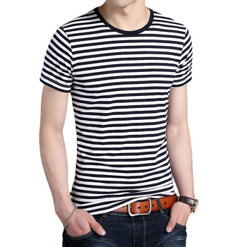 Μπλουζάκι ριγέ, στενή γραμμή, στρογγυλή λαιμόκοψη, βαμβάκι, Sea Soul εκτύπωση (Ριγέ; Στενή γραμμή; Στρογγυλός λαιμός; Βαμβάκι; Sea Soul εκτύπωση)