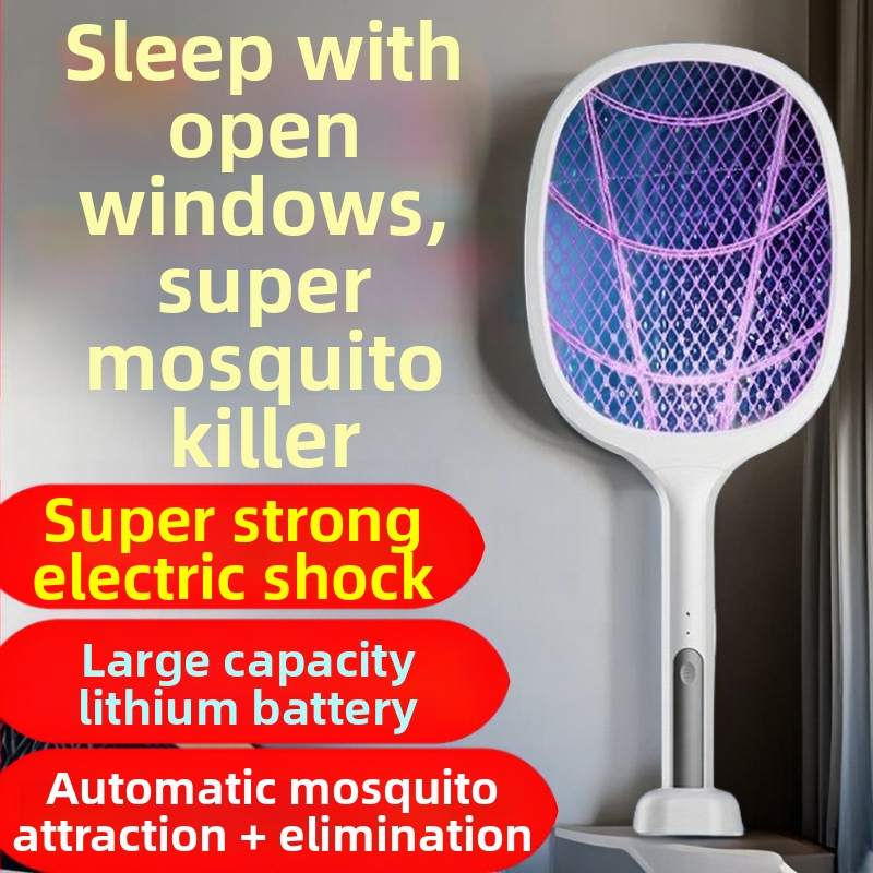 Elektrinis uodų plaktukas su LED apšvietimu, aliumininė tinklelis, įmontuota baterija iki 500 mAh, aprėptis iki 10 m², daugiapakopis reguliavimas