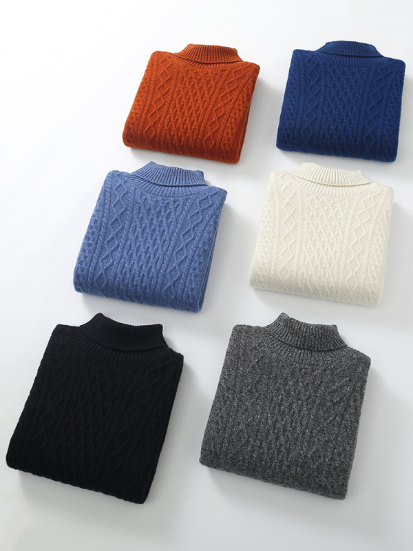 Vyrinis megztinis su aukštu kaklu, 100% vilnos, storas, korėjietiško stiliaus