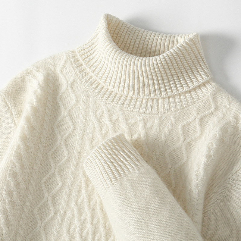 Vyrinis megztinis su aukštu kaklu, 100% vilnos, storas, korėjietiško stiliaus