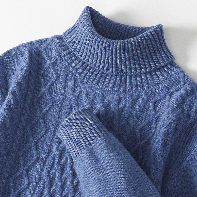 Vyrinis megztinis su aukštu kaklu, 100% vilnos, storas, korėjietiško stiliaus