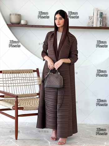 Αμπάγια ρυτιδωμένη ρόμπα chiffon, μανίκια 3/4, 95% πολυεστέρας