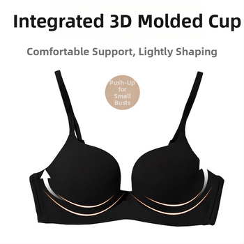 Moteriška belaidė liemenėlė, 3/4 puodeliai, plonas formuotas nailonas su poliesterio įdėklu, užpakalinė dviguba užsegimo kilpa