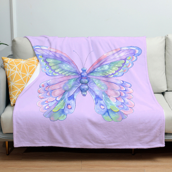 Flanelinė antklodė miegamajam su drugelio raštu; poliesterio medžiaga, svoris 300–500 g, visų metų naudojimui