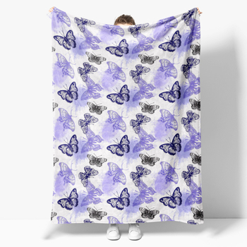 Flanelinė antklodė miegamajam su drugelio raštu; poliesterio medžiaga, svoris 300–500 g, visų metų naudojimui