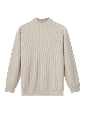 Ανδρικό πλεκτό πουκάμισο με ημιυψηλό γιακά, κάθετη ριβ πλέξη, μακριά μανίκια, μείγμα βισκόζη/πολυεστέρα/νάιλον