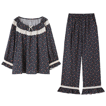 Πιζάμες γυναικείες, 100% βαμβάκι, μακρυμάνικες, στρογγυλός λαιμός, λεπτή ύφανση 181-200 g/m²