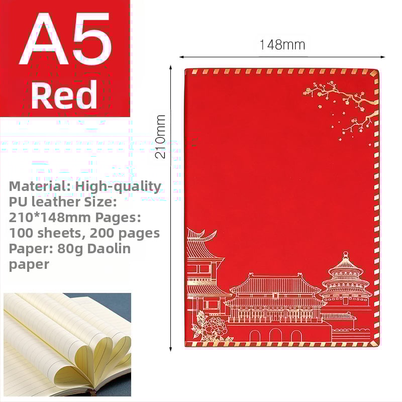 Užrašų knygelė su imitacinės odos viršeliu, klijuotas įrišimas, Dowling popierius, 100 puslapių