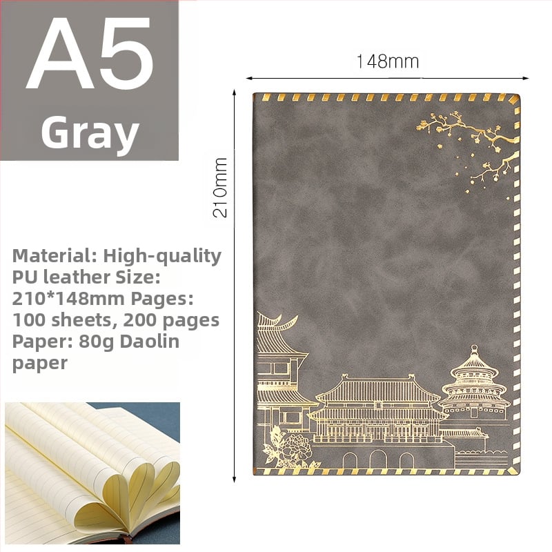 Užrašų knygelė su imitacinės odos viršeliu, klijuotas įrišimas, Dowling popierius, 100 puslapių