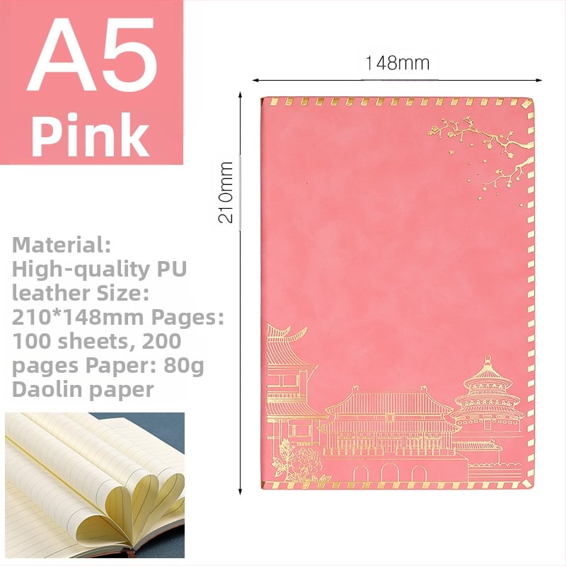 Užrašų knygelė su imitacinės odos viršeliu, klijuotas įrišimas, Dowling popierius, 100 puslapių