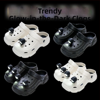 Moterų perforuotos šlepetės su šviesa — 2024 naujas stilius, PVC viršus, PVC padai, injekcinis padas, du dėvėjimo būdai