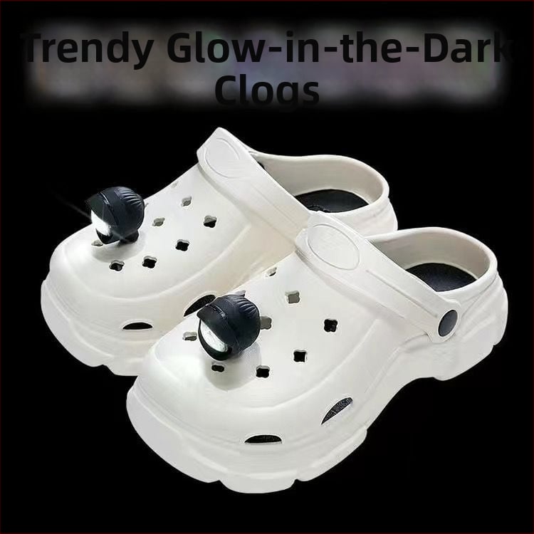 Moterų perforuotos šlepetės su šviesa — 2024 naujas stilius, PVC viršus, PVC padai, injekcinis padas, du dėvėjimo būdai