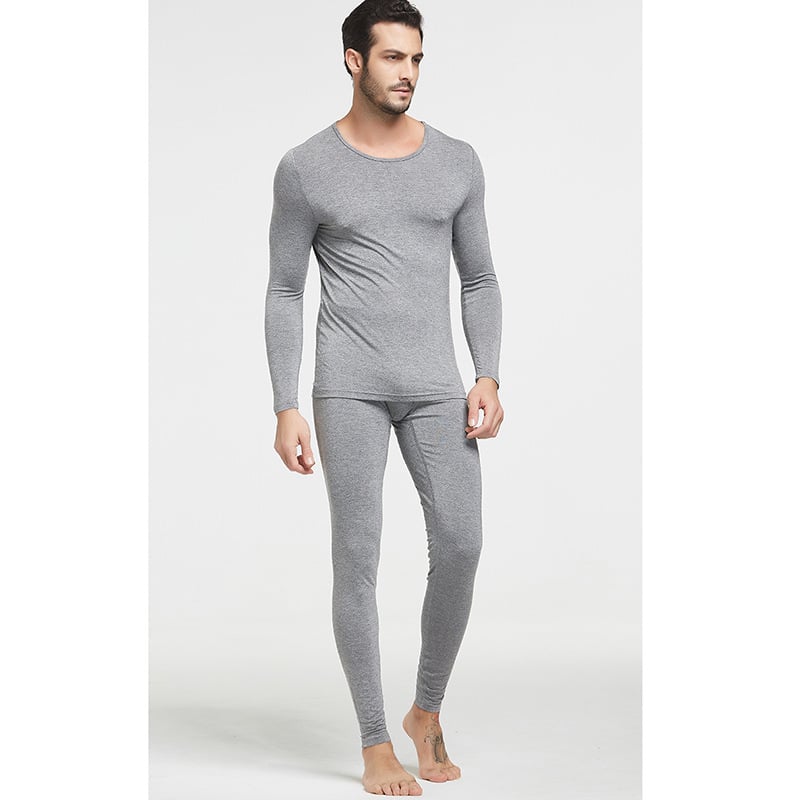 Modalā kokvilnas vīriešu termo komplekts, šaurs piegriezums, puloveris ar apaļu kakla līniju + vienkrāsainas bikses, 90–95% modal, 161–180 g/m2