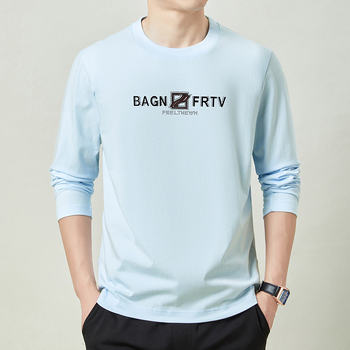 Дълъг ръкав тениска от 100% памук с кръгло деколте, свободна кройка, нормална дебелина, пролетно-есенен сезон