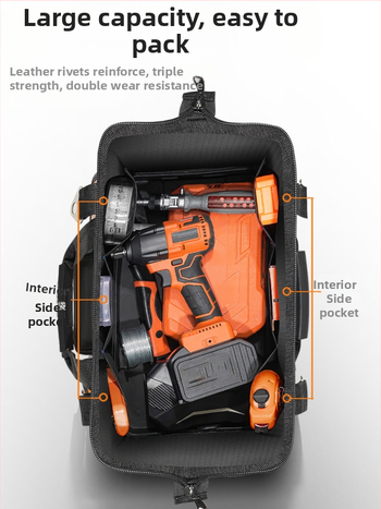 Τσάντα εργαλείων για ηλεκτρολόγους — ανθεκτική και πολυλειτουργική θήκη αποθήκευσης εργαλείων με εσωτερική επένδυση, Oxford ύφασμα