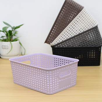 Πλαστικό καλάθι αποθήκευσης με καρό σχέδιο, αντίγραφο ρατάν, μοντέρνος μινιμαλιστικός σχεδιασμός, συνδυασμένος καλάθι αποθήκευσης γραφείου και οικιακής οργάνωσης