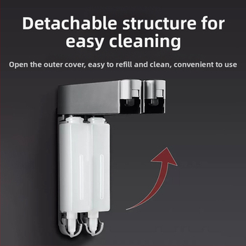 Ant sienos montuojamas ABS dozatorius skystam muilui ir šampūnui, rankinis paspaudimas, modernus minimalistinis stilius, vonios kambarys ir virtuvė, British Hansha prekė