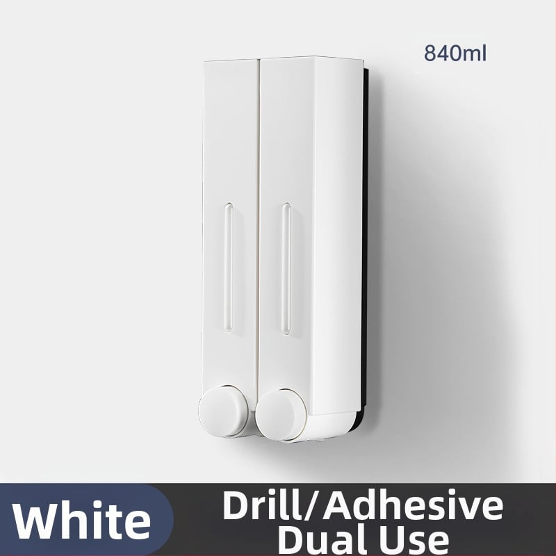 Ant sienos montuojamas ABS dozatorius skystam muilui ir šampūnui, rankinis paspaudimas, modernus minimalistinis stilius, vonios kambarys ir virtuvė, British Hansha prekė