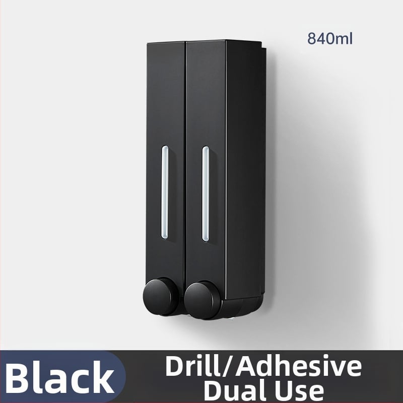 Ant sienos montuojamas ABS dozatorius skystam muilui ir šampūnui, rankinis paspaudimas, modernus minimalistinis stilius, vonios kambarys ir virtuvė, British Hansha prekė